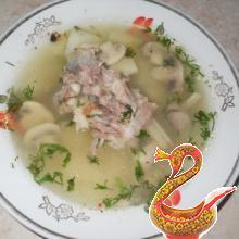 Суп на телячьих ребрышках с шампиньонами