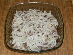 Onions cut thin half-rings, 