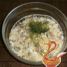 Russian cauliflower salad with butter fish 