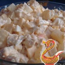 Вкусный салат с копченой курицей