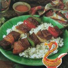 Шашлык из говядины с ананасами