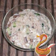 Classic sprat Russian salad.