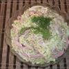 Салат из свежей капусты с колбасой