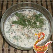 Russian salad fish with rice