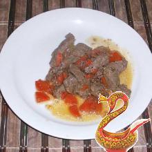 Тушеная говяжья печенка