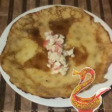 Блины с крабовыми палочками и яйцом