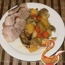 Pork with vegetables in the oven