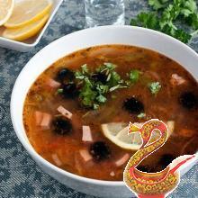 Russian soup Solyanka meat